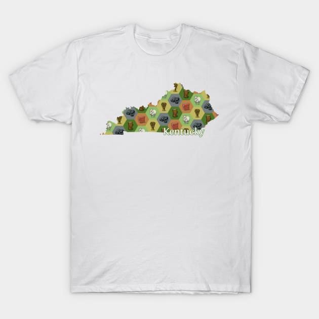 Kentucky State Map Board Games T-Shirt by adamkenney